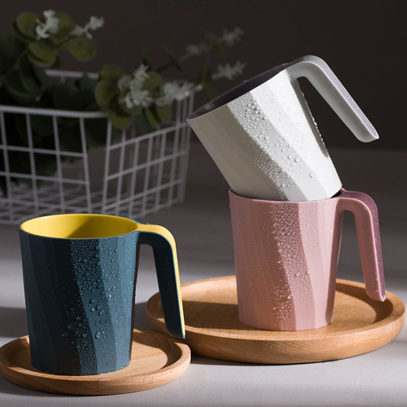 Creative Simple Mouthwash Cup INS Striped Non-Slip Water Cup Double-Layer Plastic Handle Thread Couple Mouthwash Toothbrush Cup