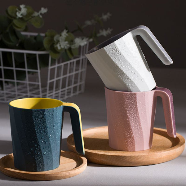 Creative Simple Mouthwash Cup INS Striped Non-Slip Water Cup Double-Layer Plastic Handle Thread Couple Mouthwash Toothbrush Cup