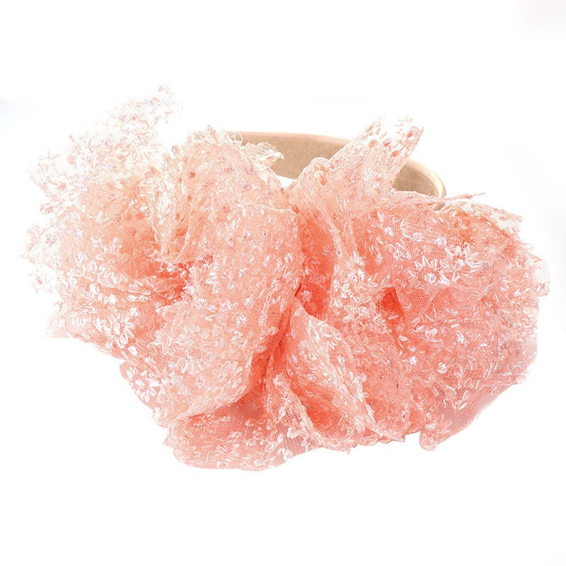 Fashionable lace embroidered polka dot oversized bow headband