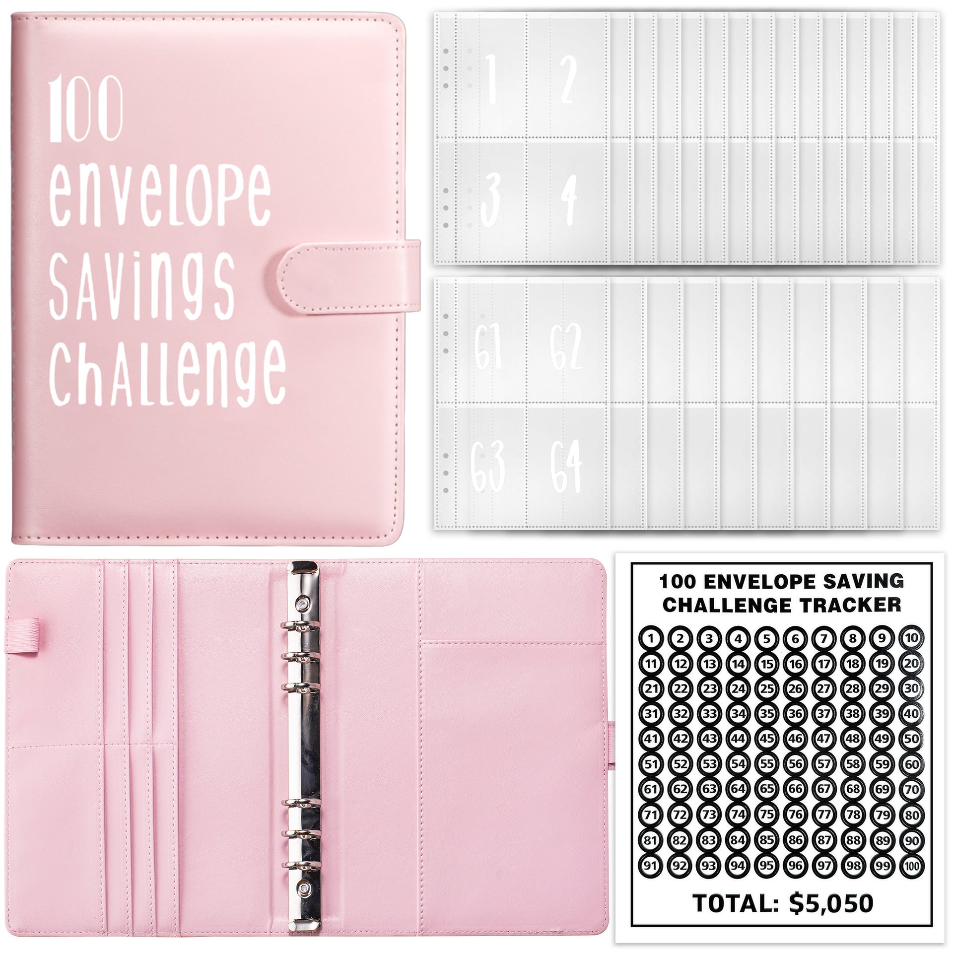 100 Day Challenge Loose leaf Notebook Couple's Savings Notebook Money Saving Envelope Budget Savings Notebook Notepad