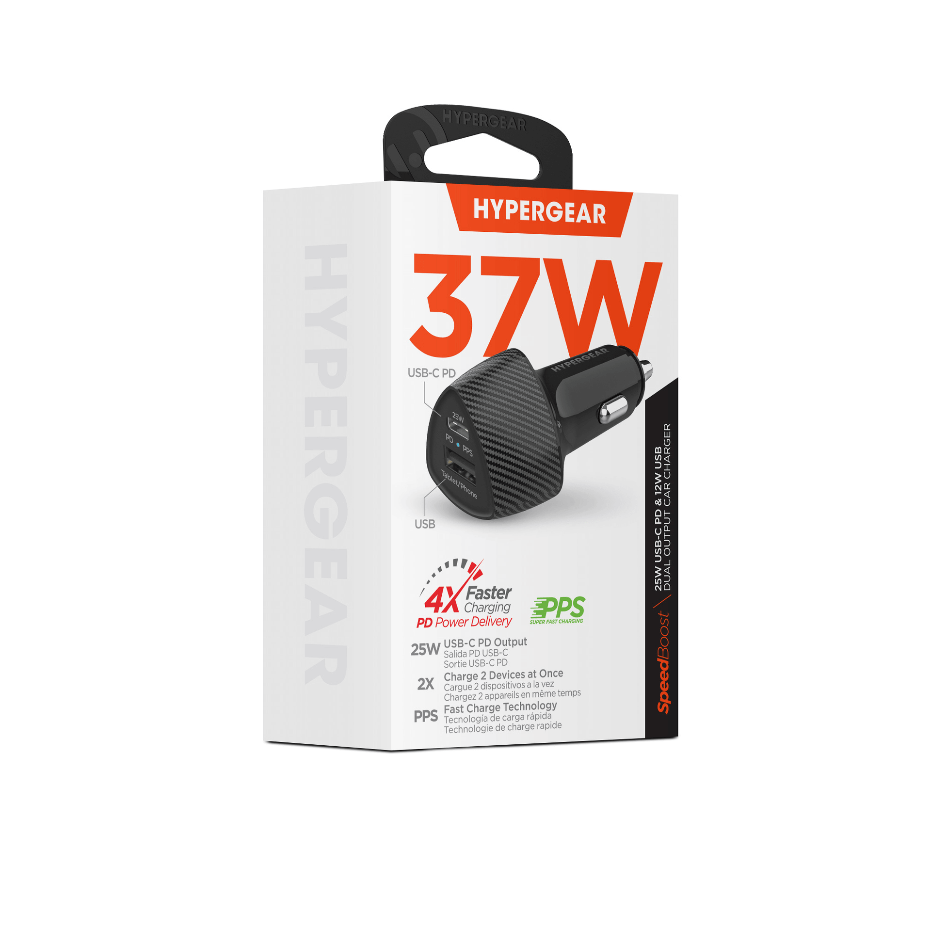HyperGear SpeedBoost 25W USB-C PD + 12W USB Fast Car Charger with PPS