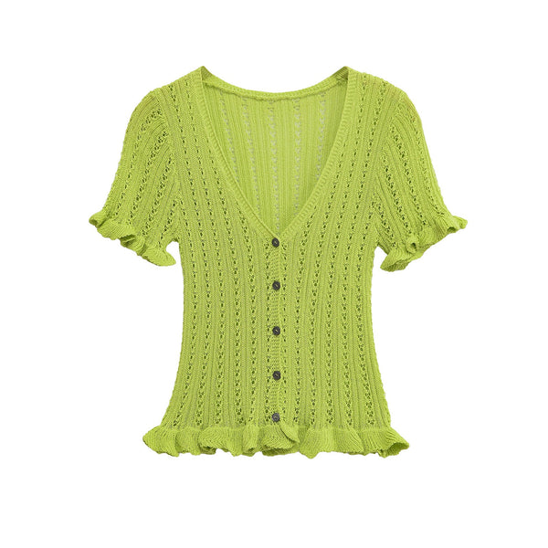 Spring New  Style Round Neck Solid Color Loose Knit Sweater for Women