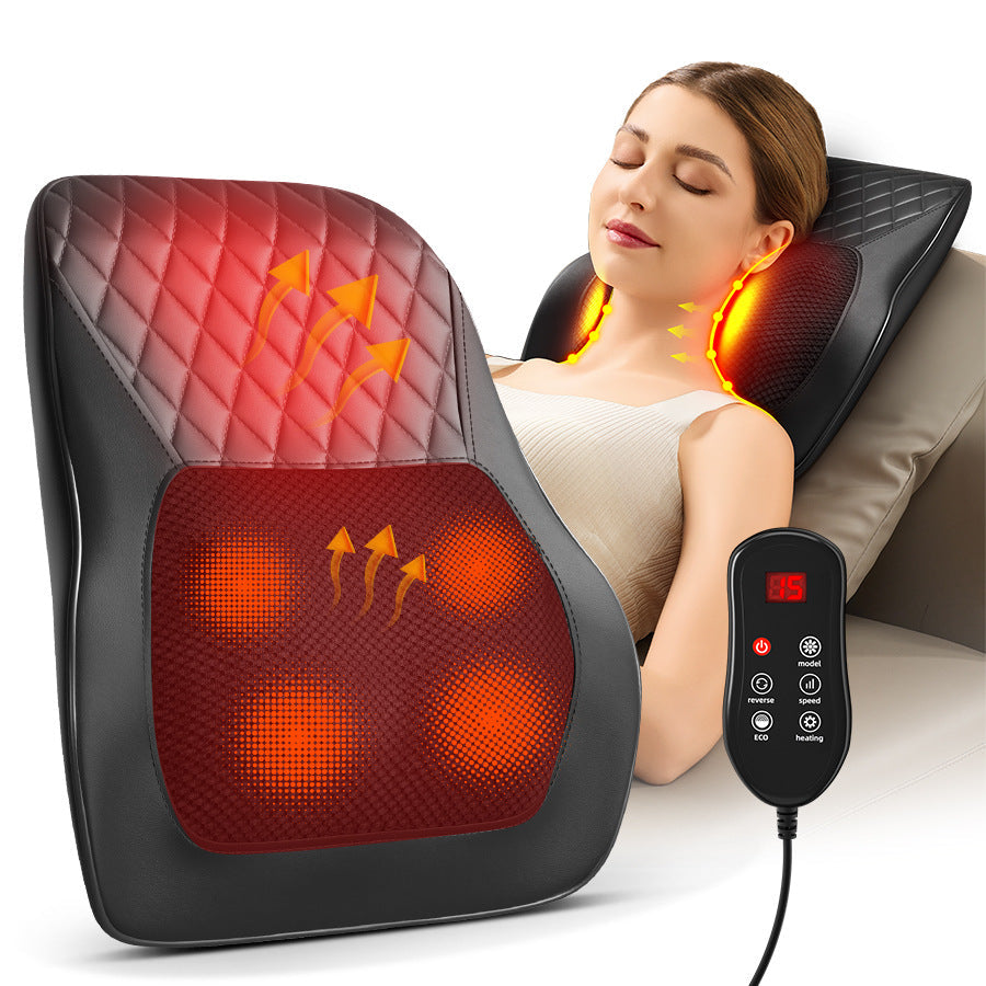 Deep Kneading Neck Shoulder Heat Relax Massage Pillow