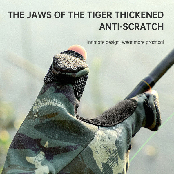 Outdoor Luya fishing gloves male dew three-finger non-slip plus velvet warm windproof riding cold-proof fishing gloves.