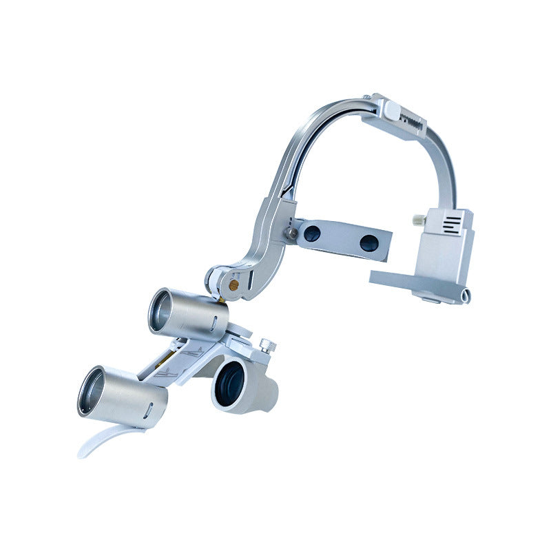 Head-mounted magnifying glass dental headlight