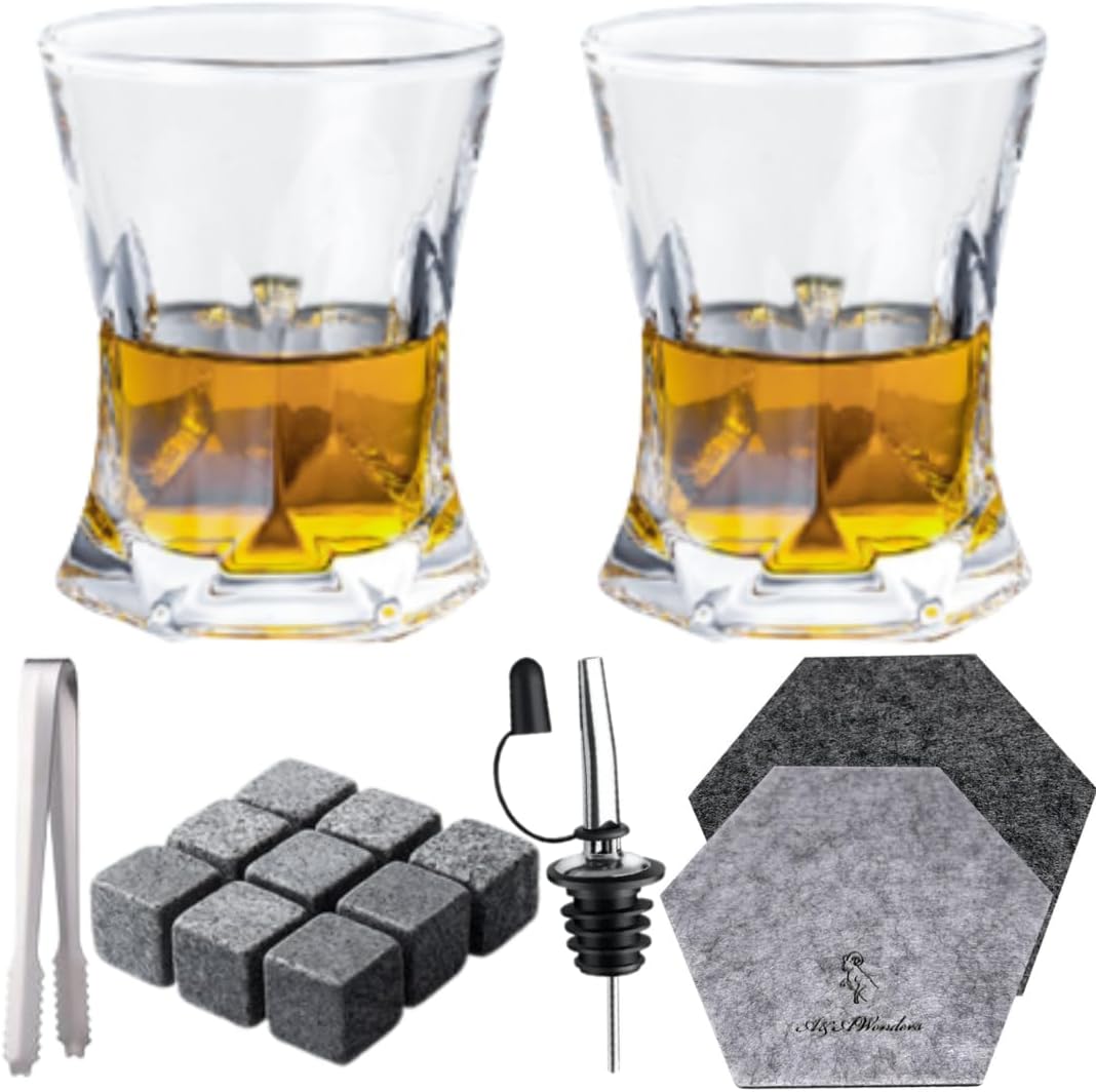 Whiskey Glasses 9oz Premium Scotch Glasses Set of 2 - Old Fashioned Whiskey