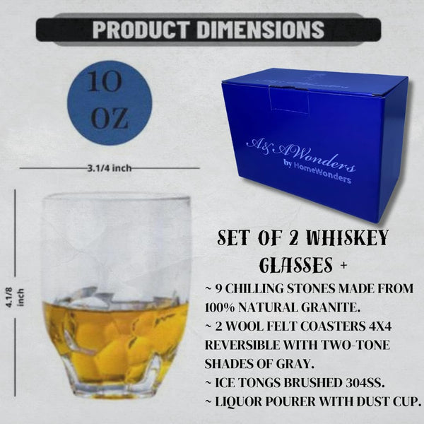 Whiskey Glasses 10oz Premium Scotch Glasses Set of 2- Old Fashioned Whiskey