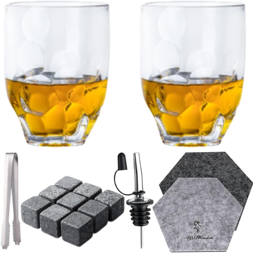 Whiskey Glasses 10oz Premium Scotch Glasses Set of 2- Old Fashioned Whiskey