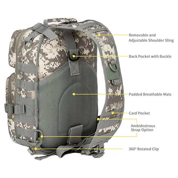 JupiterGear Tactical Military Sling Backpack 15L Shoulder Bag Molle Outdoor Daypack Backpack with Adjustable Strap
