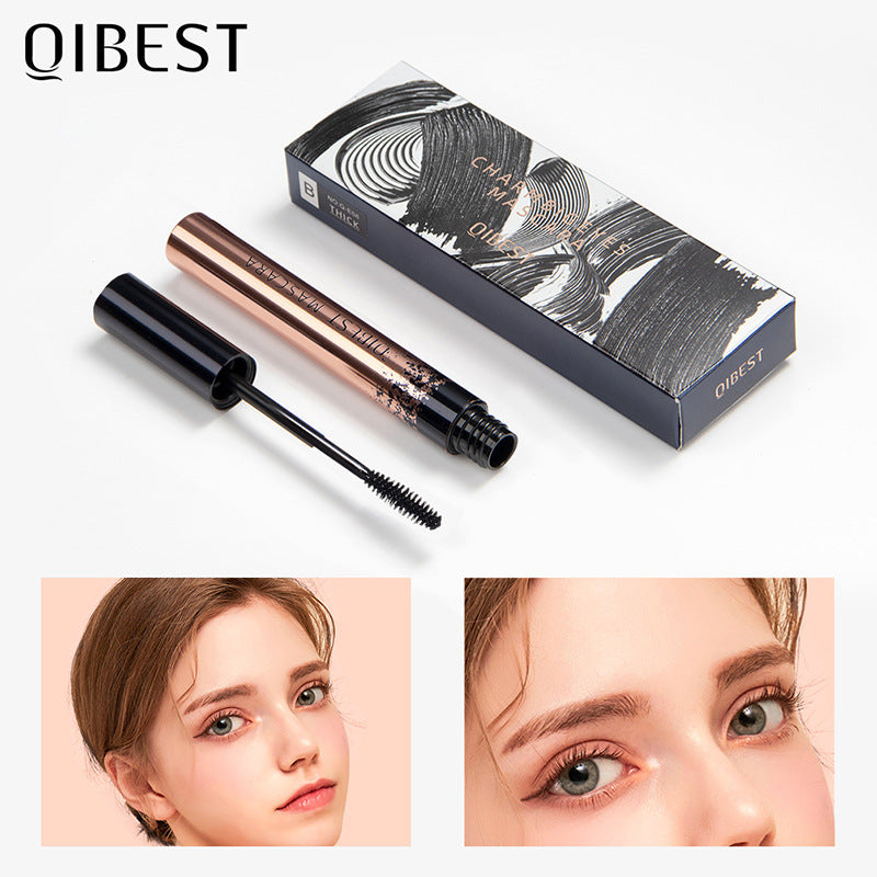 QIBEST Mascara Natural Slender Curling Waterproof Anti-Sweat Mascara Magic Thick And Long Without Blooming