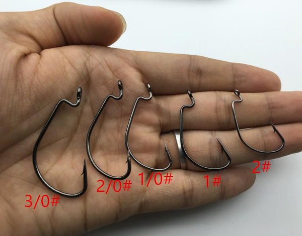 Rompin 100pcs/box High carbon Steel Fishing Hooks Crank Lead Sharp worm  2# 1# 1/0# 2/0# 3/0# mix size