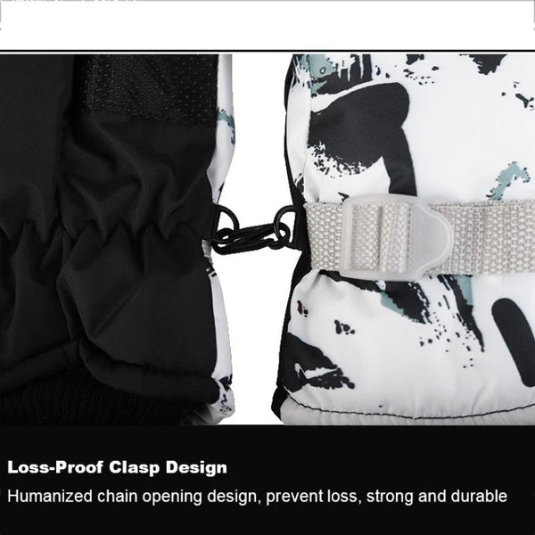 Winter Ski Gloves Warm Thermal Men Women Thickened Cotton Waterproof Non-Slip Warm Riding Outdoor Graffiti Snowboard Cycling