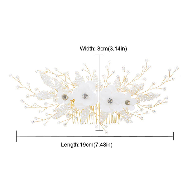 Queenco Gold Bridal Hair Comb Pearl Beads Wedding Hair Accessories Women Headpiece Girl's Hair Vine Party Hair Jewelry