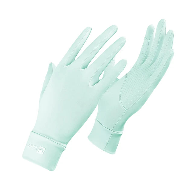 Cycling UV resistant thin breathable silicone anti slip touch screen sunscreen ice silk gloves