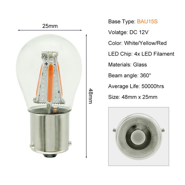 1pcs 1156 P21W BA15S 1157 BAY15D COB LED Filament Chip Car Brake Lights Auto Reverse Bulb Parking Lamp 12V Red White Yellow