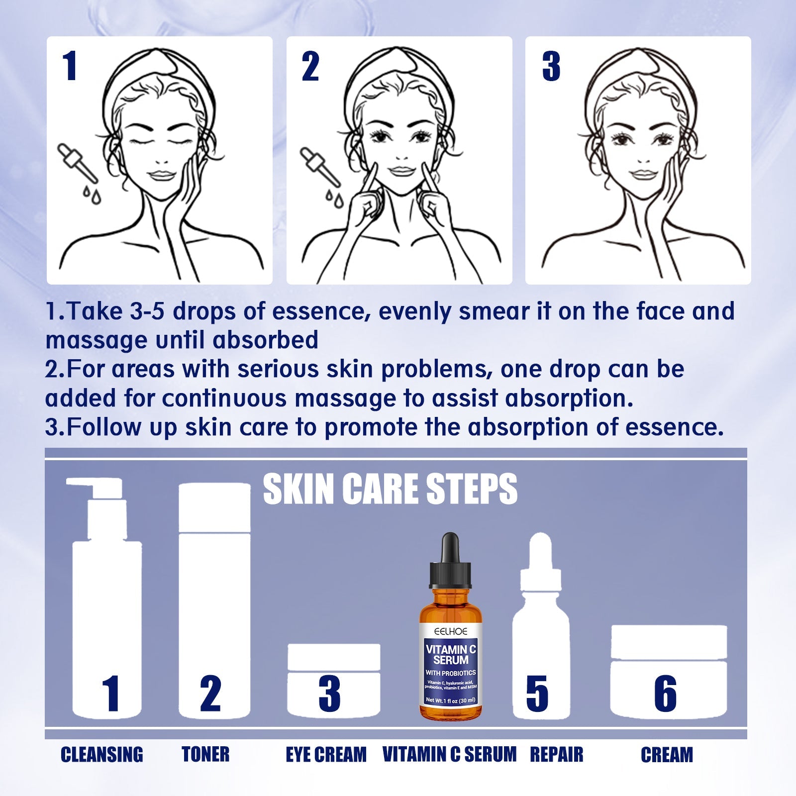 Anti-aging Vitamin C Facial Essence, Reduces Spots Acne Fine Lines, Moisturizes Facial Essence