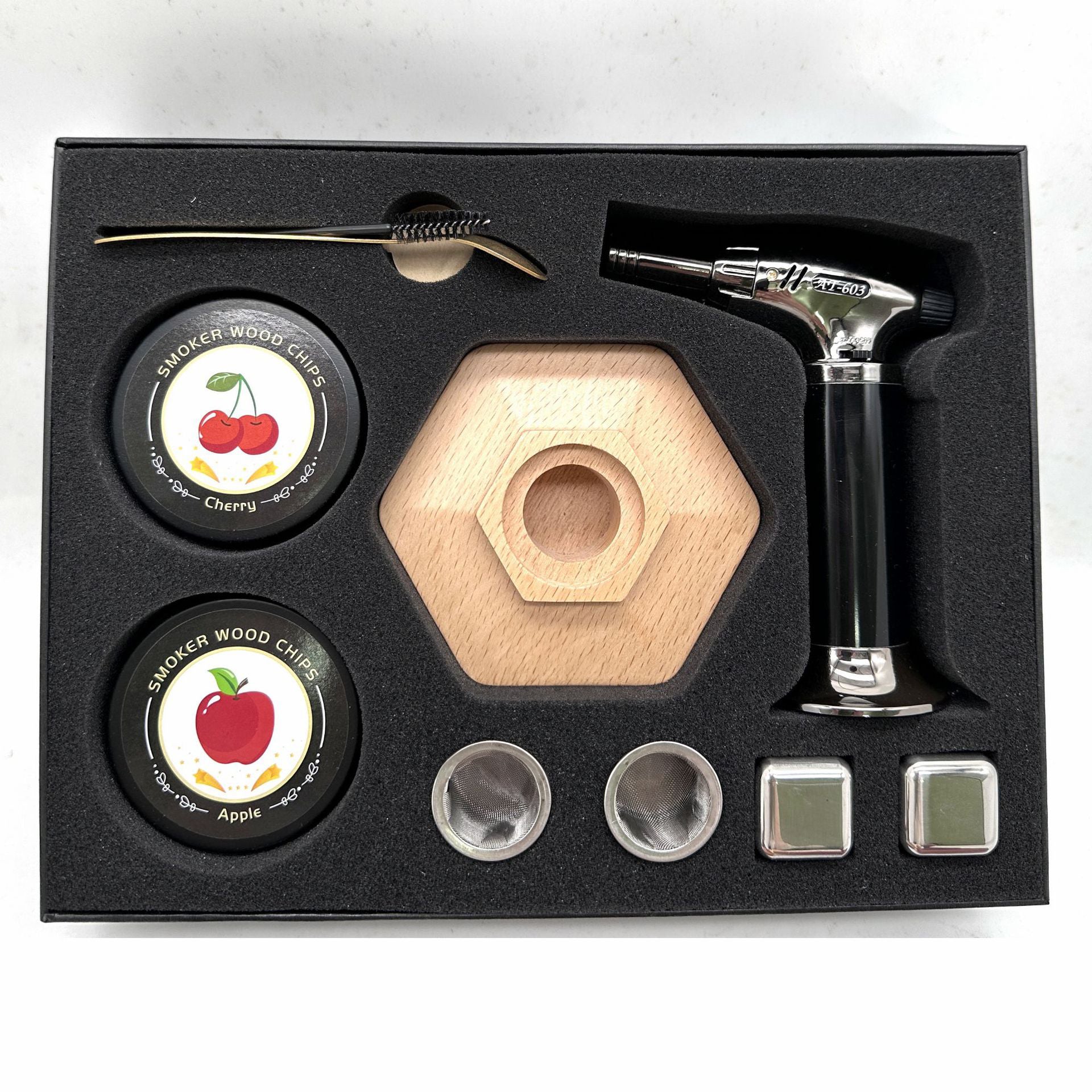 Cocktail Wood Smoker Hexagonal Round Saucer Bar Kitchen Smoking Tools Smoking Wood Cover 6pcs