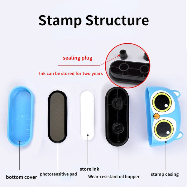 Kindergarten Kids Cartoon Personalized Photosensitive Pet Owl Pastel Name Seal Clothes Flash Foam Self Ink Toy Stamp