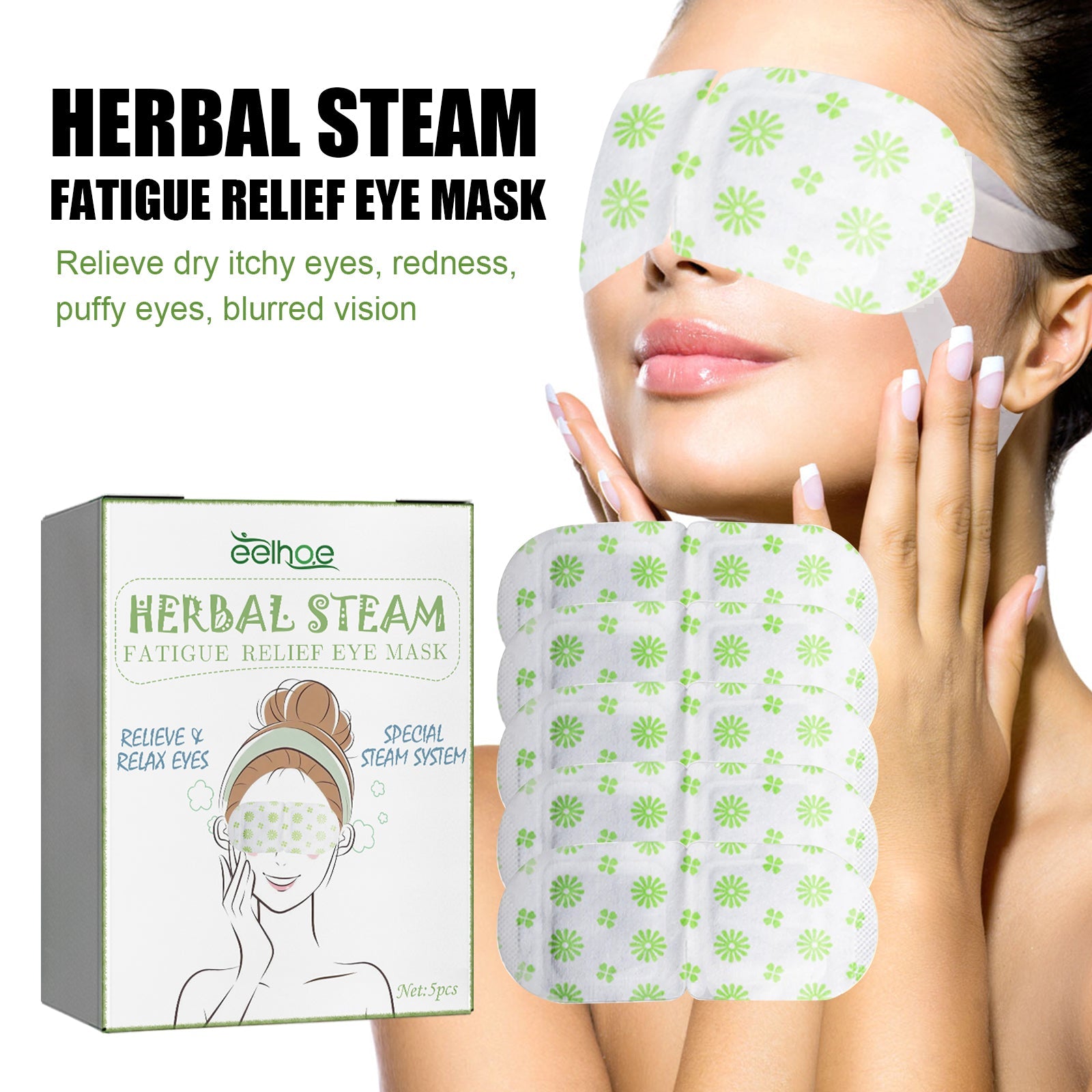 Herbal Steam Fatigue Relief Eye Mask, Relieve Eye Strain And Eye Discomfort Herbal Essence Hot Compress Eye Mask