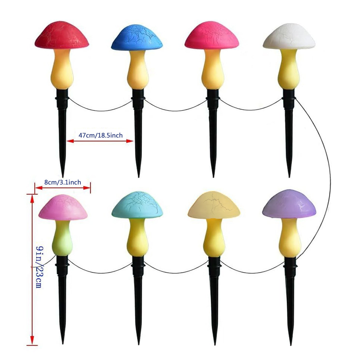 Solar mushroom light lawn LED ground plug light string outdoor waterproof one to eight plant decorative light