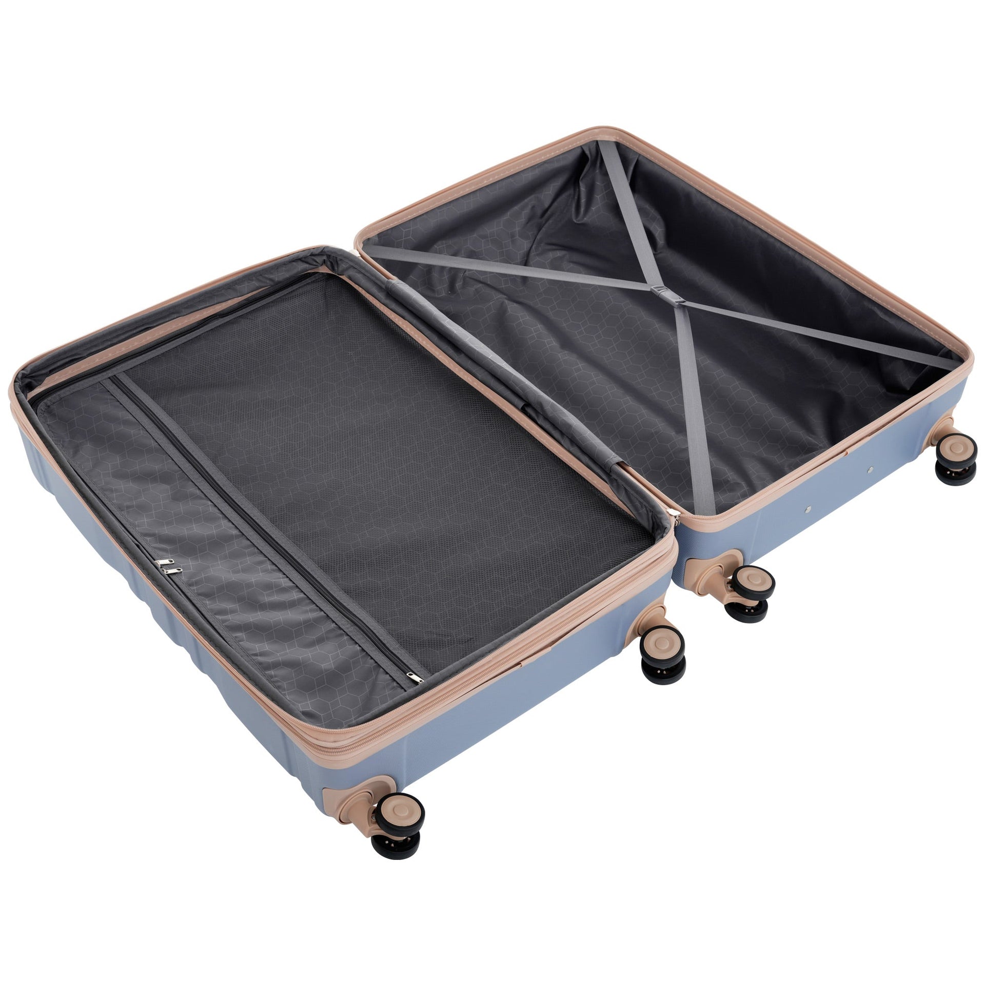 Luggage Sets New Model Expandable ABS Hardshell 3pcs Clearance Luggage (light blue and golden)