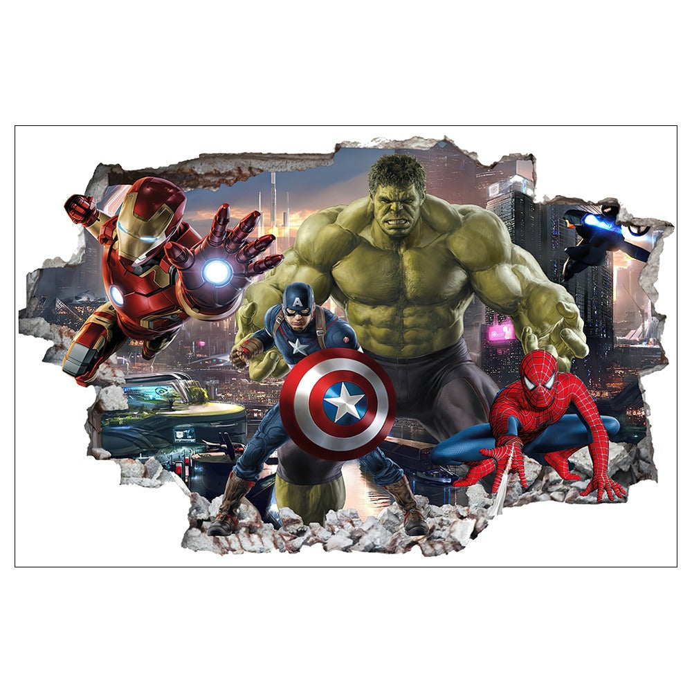 Marvel League of Legends Captain America Iron Man Batman Hulk Boy Bedroom Living Room Decoration Self Adhesive Wall