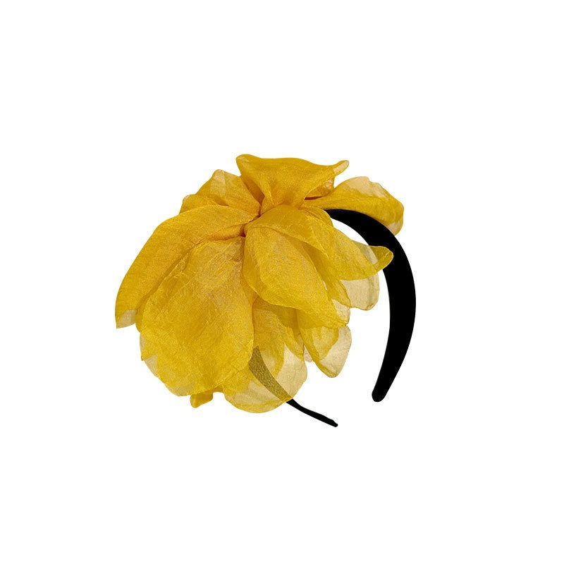 Oversized and exaggerated handmade fabric flower versatile headband