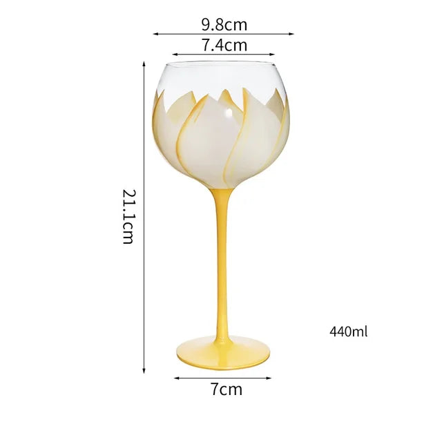 1 Piece Hand Painted Glass Goblet Cup Creative Red Wine Glasses Cup Flower Painted Stemware for Wedding Party Events