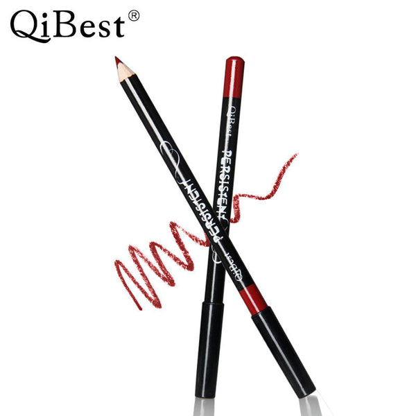 Qibest Fashion Black Rod Waterproof 12 Colors Lip Liner Lipstick Pen