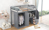 Twin Size Loft Bed with Wardrobe and Staircase  Desk and Storage Drawers and Cabinet in 1 Gray