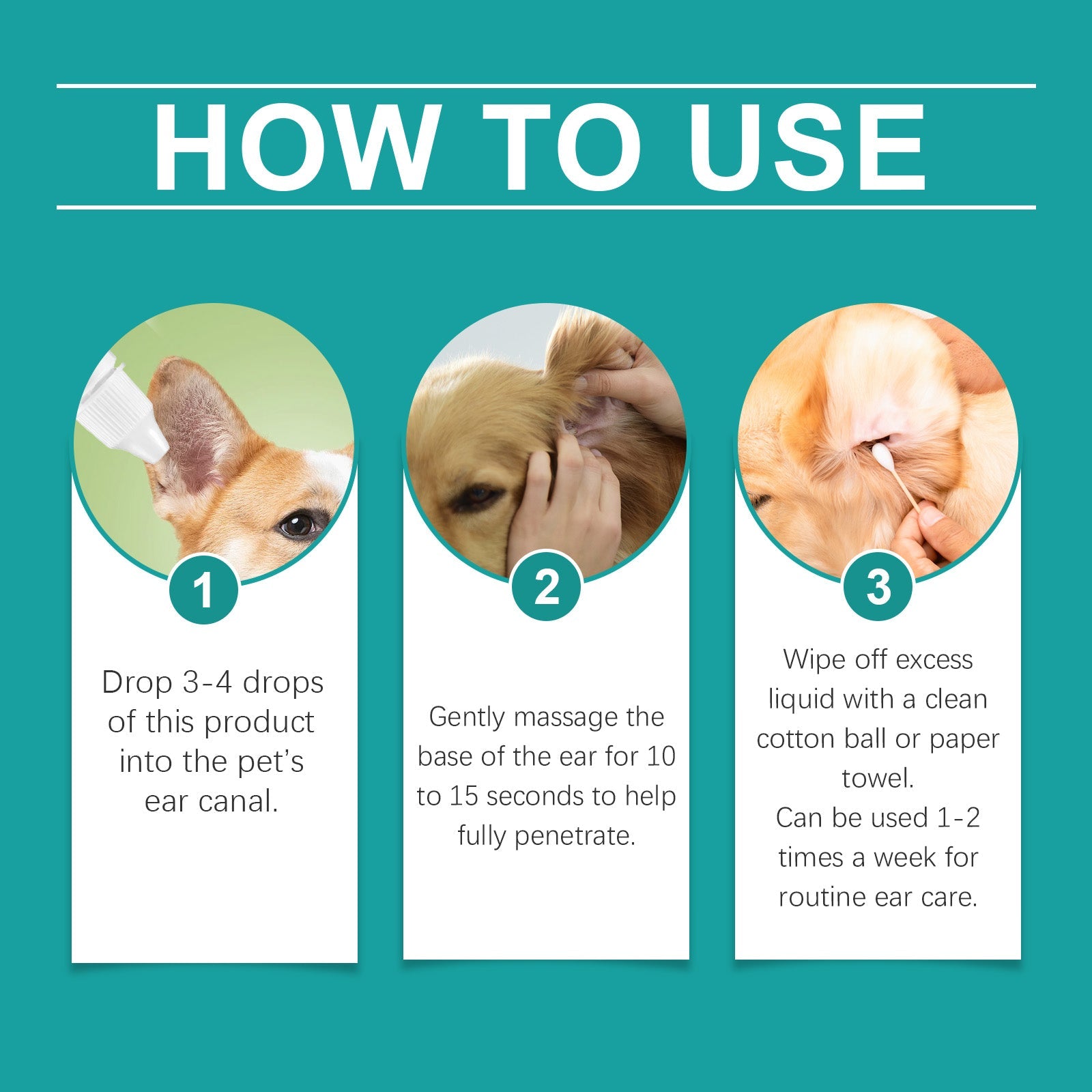 Pet Ear Wash Relieves Ear Discomfort For Cats And Dogs Clean, Decontaminate, Moisturize, Soothe And Nourish
