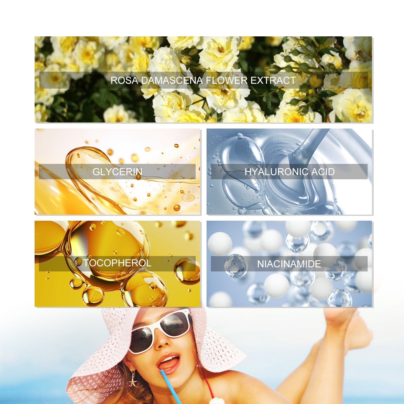 Rose UV Protection Cream, Outdoor UV Brightening Skin Portable Dry Oil Protective Cream