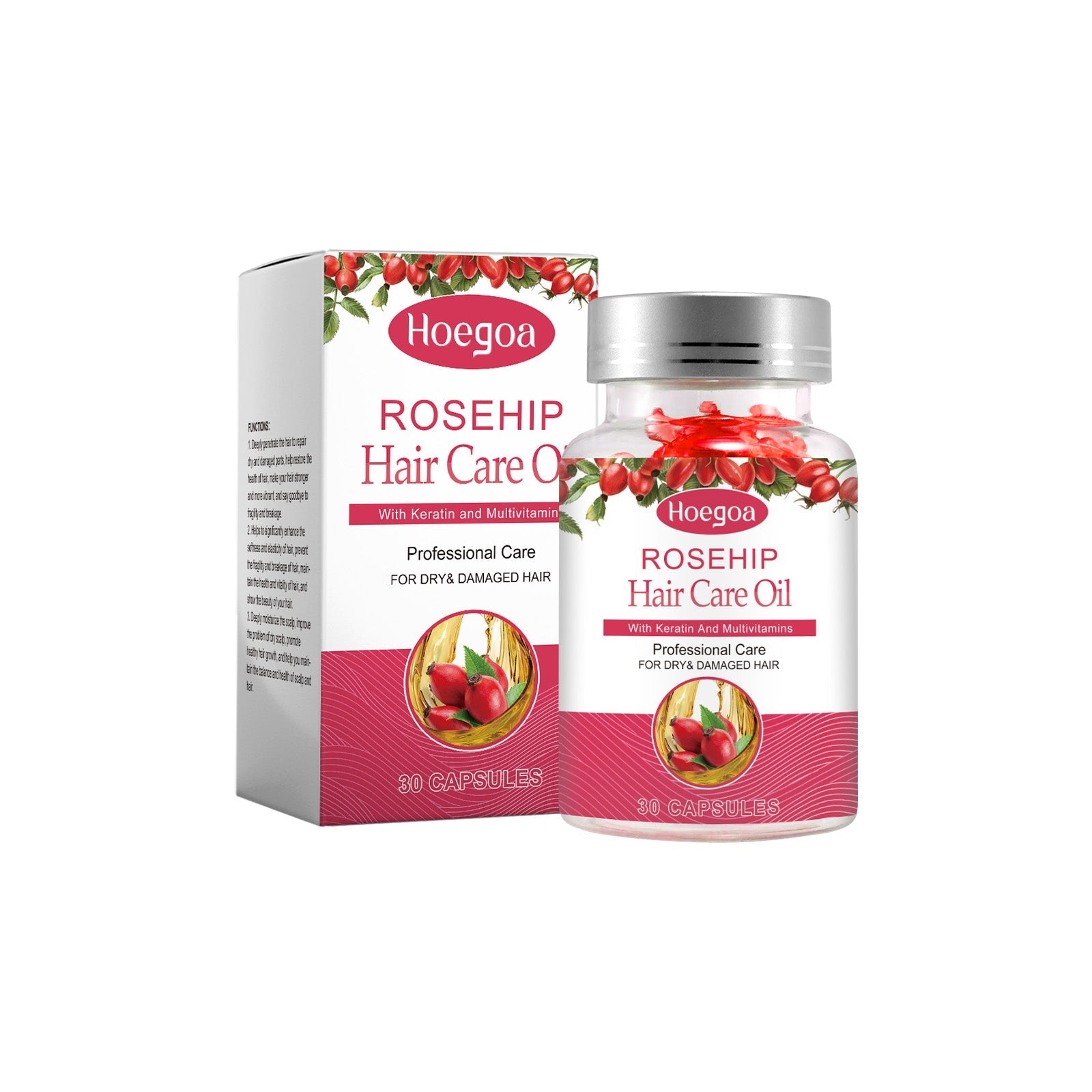 Rose Hip Oil Hair Care Capsule Scalp Massage Dry Hair Smooth Moisturizing Soft Hair Care Capsule