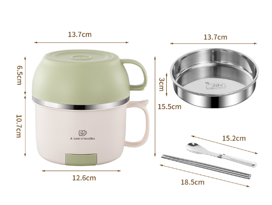 Anti-scalding 304 stainless steel lunch box instant noodle bowl with lid and handle lunch box