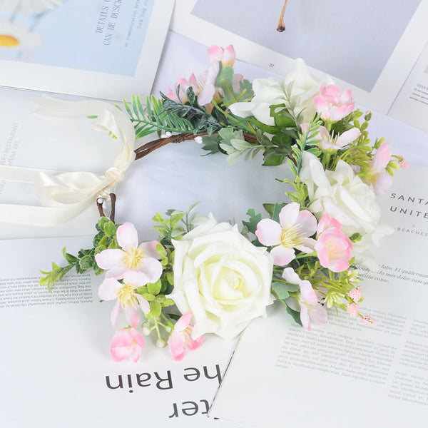 Super Fairy Girl Bride Scenic Area Photography Flower Wreath Hair Accessories Handmade Silk Flower Wreath Headwear