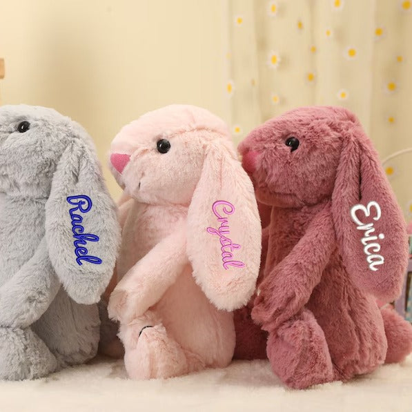 Embroidered Bunny Doll Plush Toy Long Eared Bunny Baby Sleeping with Big Eared Bunny Doll