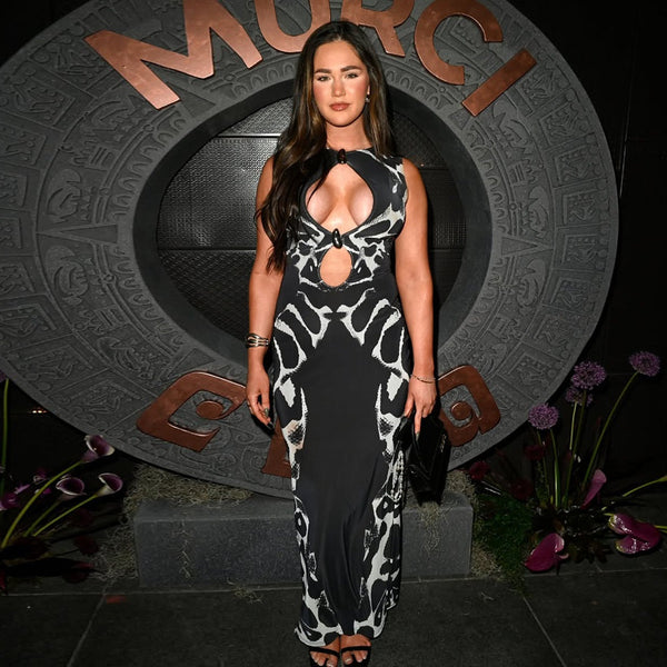 Summer Printed Leopard Pattern Hollow-out Sleeveless Waist-cinched Sexy Dress