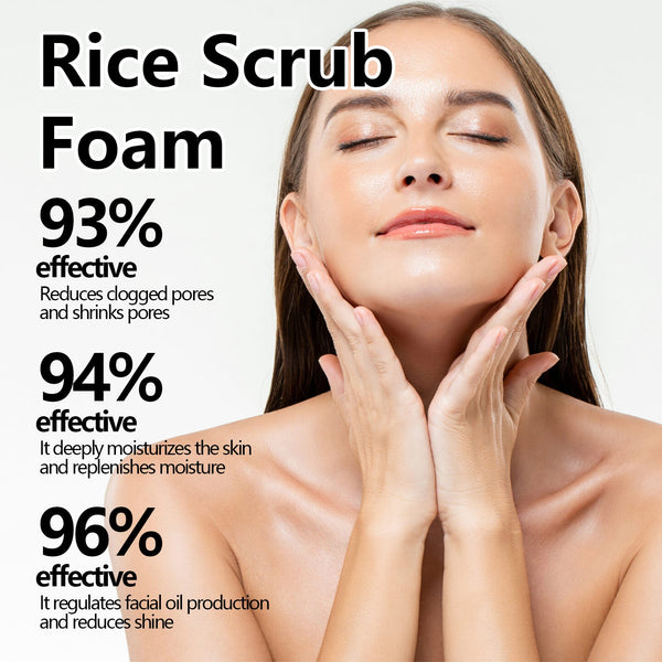 Rice Scrub Foam, Deeply Clean Firming Pores Repair Facial Dull Skin Shine White Face
