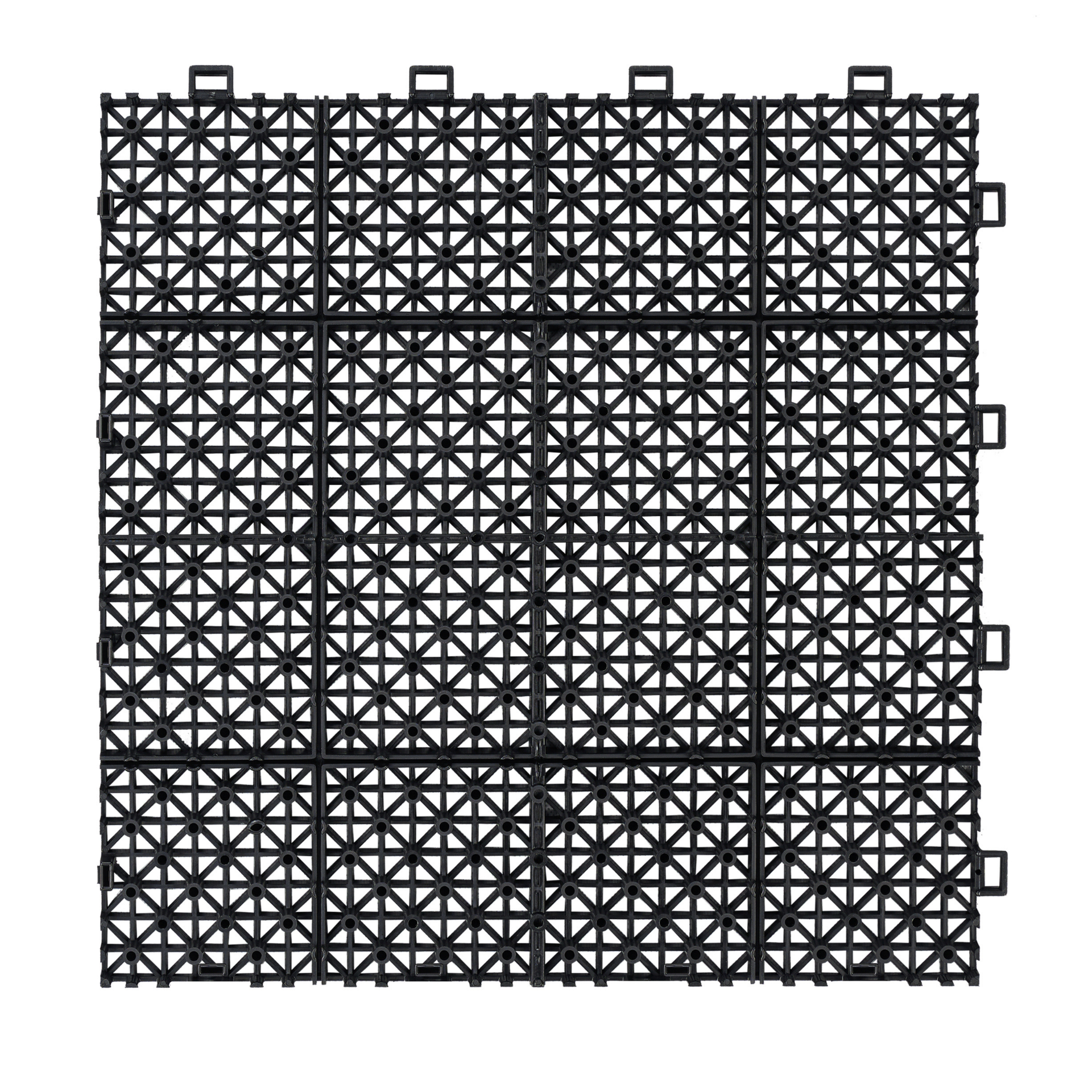 12 x 12 inch black interlocking deck tiles, plastic waterproof, weighing up to 6613 pounds, with a rose pattern pack of 12