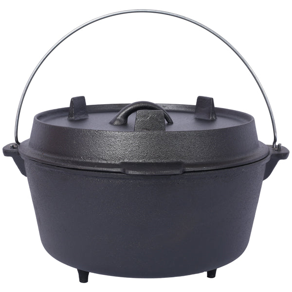 ast iron Dutch oven with lid, outdoor camping deep pot, used for camping, cooking, barbecue and leg rest, 8 Quart