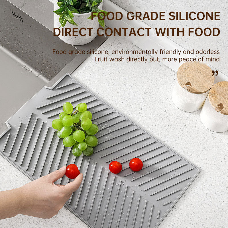 Dishes drain pad insulation pad can be cut kitchen wash countertop drain dishes sink stove water control silicone mat