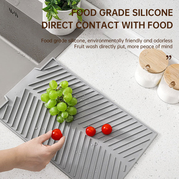 Dishes drain pad insulation pad can be cut kitchen wash countertop drain dishes sink stove water control silicone mat
