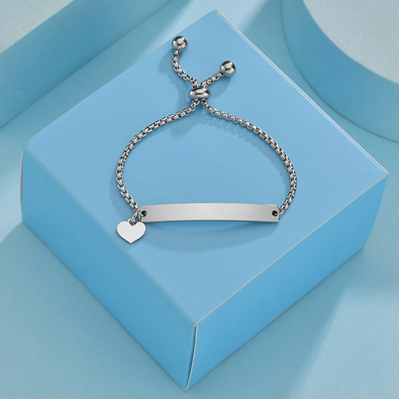 Stainless steel personalized engraved three color curved bracelet simple and personalized women's bracelet