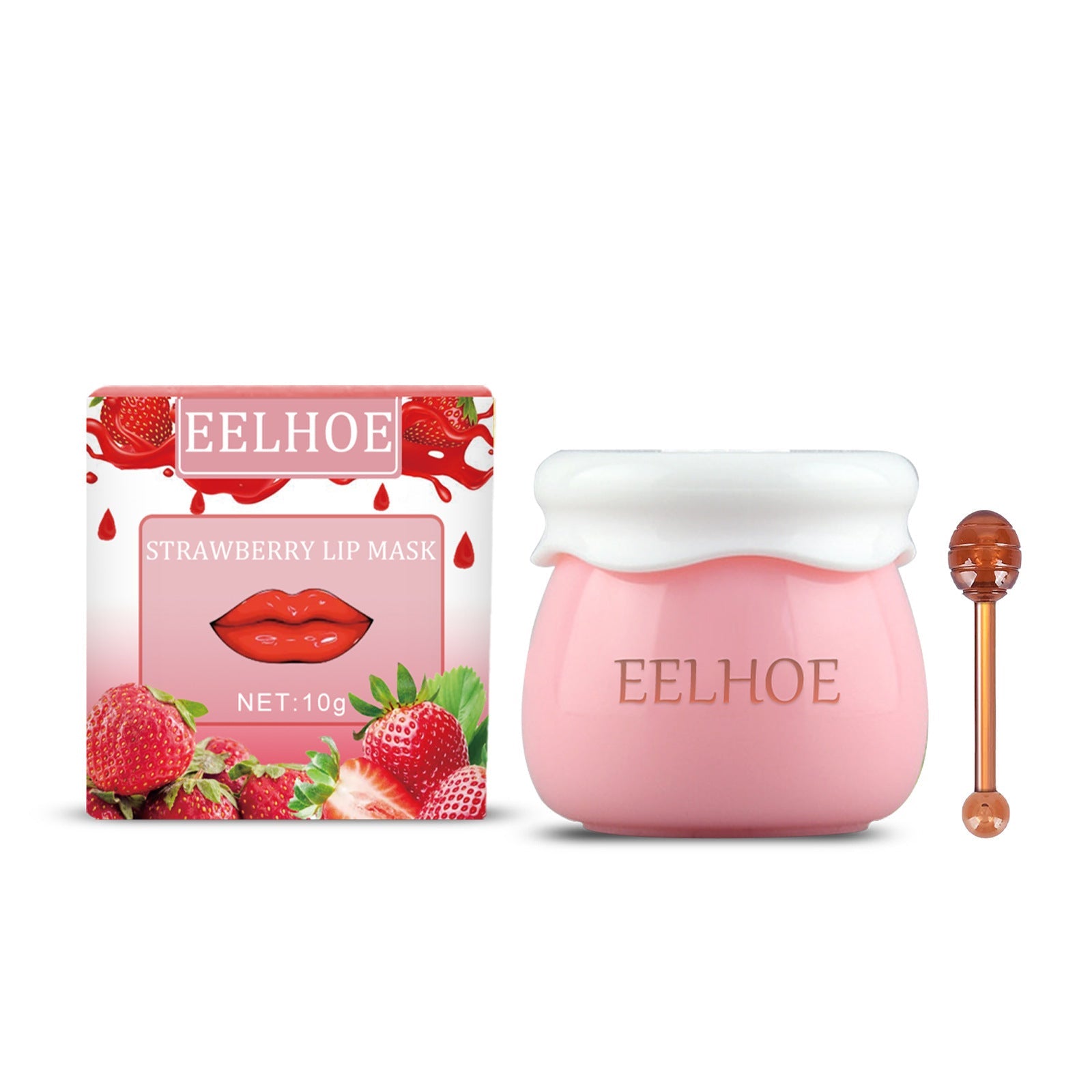 Strawberry Honey Lip Mask With Lip Brush Moisturizing Lip Mask Desalt Lip Color Moisturize Light Lip Lines Are Not Greasy And Easy To Absorb