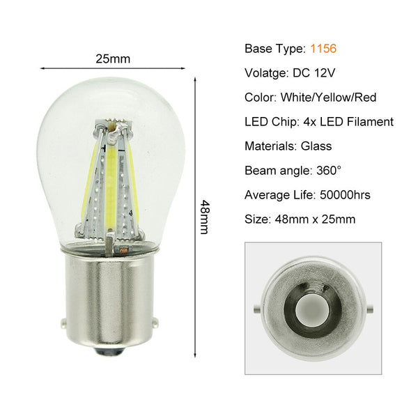 1pcs 1156 P21W BA15S 1157 BAY15D COB LED Filament Chip Car Brake Lights Auto Reverse Bulb Parking Lamp 12V Red White Yellow