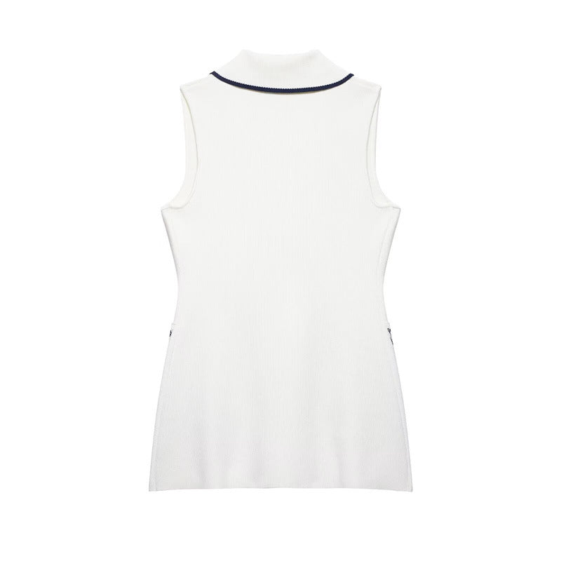 Summer New  Style Women's Fashion Temperament Sleeveless Trim Knit Tank Top