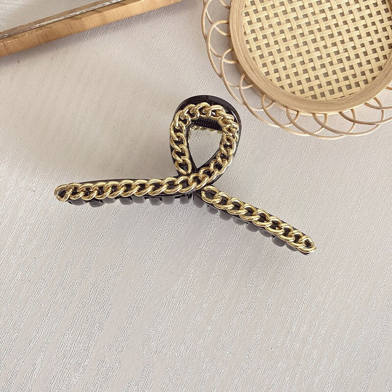 Women Girls Fashion Transparent Hair Claws Hair Clips Hair Accessories Elegant korean Style Women Big Size Chain Headwear