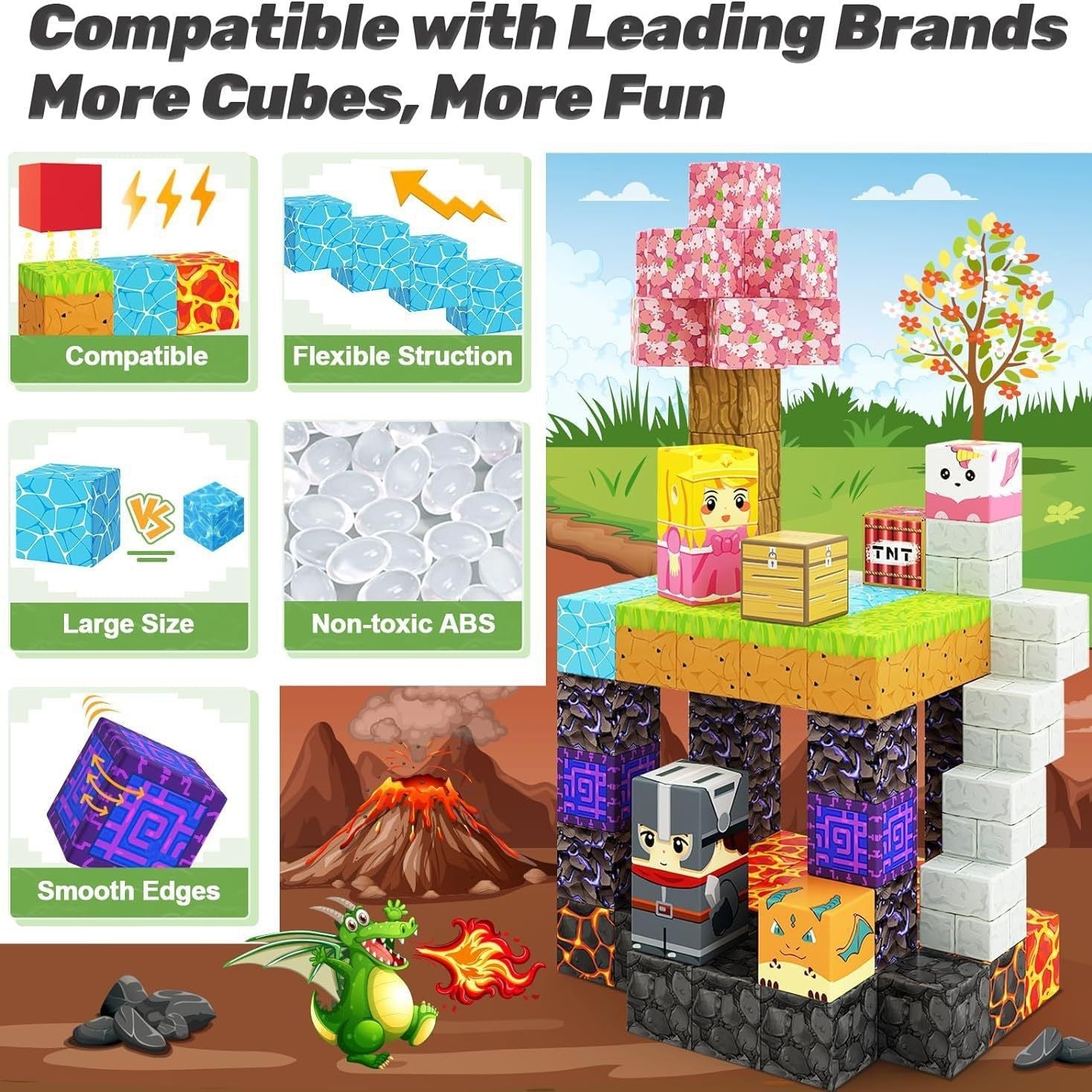 My Building World Magnetic Cube DIY Cherry Blossom Mountain Children's Educational Puzzle Assembly Toy Gift