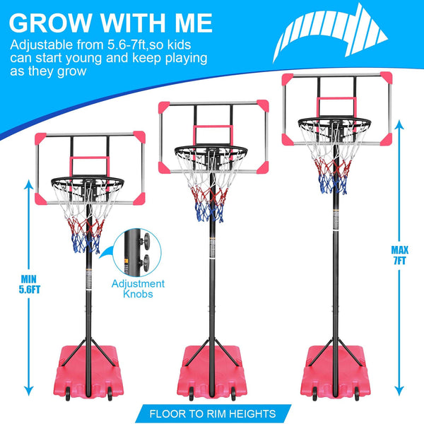 Portable Basketball Goal System with Stable Base and Wheels use for Indoor Outdoor teenagers youth