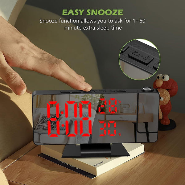 Home LED Projection Alarm Clock - Time, Temp Display, Backlight, Snooze